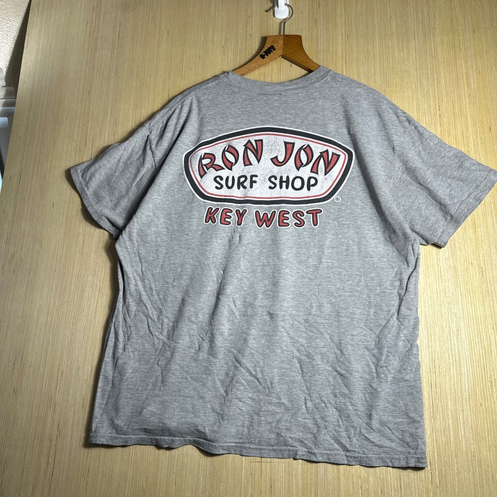 Vintage Ron Jon Surf Shop T Shirt Mens XL Gray 90s Key West Pocket Graphic